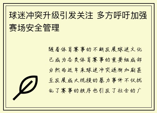 球迷冲突升级引发关注 多方呼吁加强赛场安全管理